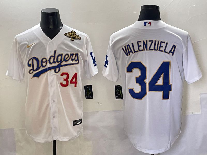 Men 2025 Los Angeles Angels #34 Valenzuela White Gold Game Nike MLB Jersey style 2->los angeles angels->MLB Jersey